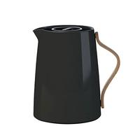 Stelton Emma Vacuum Jug Tea 1L Black - Modern Scandinavian Design, Lacquered Stainless Steel w/Beech Wood Handle & Inbuilt Smart Filter for Perfect Brewing