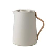 Stelton Emma Vacuum Jug Tea 1L Sand - Stainless Steel w/Inbuilt Filter, Smart Brewing, Modern Scandinavian Design by HolmbäckNordenoft, Beech Wood Handle