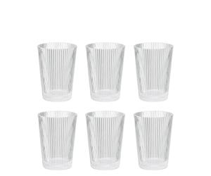 Stelton Pilastro Drinking Glasses 0.24L, Set of 6, Clear - Stackable, Art Deco Design, Grooved Surface, for Water, Juice, Hot & Cold Drinks - Francis Cayouette Designer