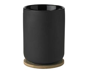 Stelton - Theo Cup With Coaster, Black - Black