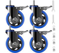 Stem Caster Wheels 4 inch Heavy Duty Threaded Stem Mount Casters Set of 4 with American Size UNC 1/2"-13 x 1" Swivel Industrial Castors with Safety Dual Locking Wheel for Furniture and Cart