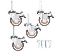 Stem Caster Wheels with 5/16" x 1-1/2" (8 x 38mm) Stem Sockets TPR Replacement Castors Swivel Casters for Carts, Furniture, Dolly, Workbench (2.0 inch with Brakes)