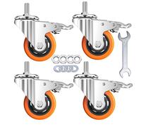 Stem Casters Heavy Duty Swivel Threaded Stem Caster Wheels with American Size 1/2''-13x1'' Thread Dual Locking Wheel with Brakes Pack of 4 (2 inch wi