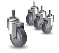 Stem Casters Set Of 4 Heavy Duty 2.5in 3in 4in M12 Threaded Stem Swivel Caster Wheel Dual Locking No Noise Polyurethane Swivel Castors For Carts Furniture Trolley(Swive