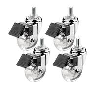 Stem Castor Wheels 50mm, Threaded Rod M8*15mm, M10*15mm, 4 Moving Caster Wheels With Brake Heavy Duty Swivel Wheels For Furniture, Trolley Wheels With PU Rubber