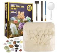 STEM Gemstone Dig Kit, Educational Excavation Toy with Gems and Crystals, Fun Gem Digging Kit for Kids with Tools, Learning Activity, Ideal Excavation Kits for Kids Age 6+