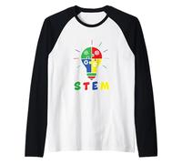 STEM Icons Inside A Light Bulb Teachers Students School Raglan Baseball Tee