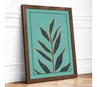 Stem in Seafoam Botanical Framed Wall Art Print A3 (42×29.7cm) Walnut, Wall Decor for Living Room, Bedroom, Office & Home, Ready to Hang, Art Gift