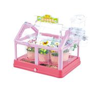 STEM Kids Plant Growing Kit, 14.57x9.06x11.02 Inch Greenhouse Set with Flower Planting Tools, Compact Toy for Youth, Stylish Science with Fun Design, Educational Equipment for Girls, Boys, and Teens