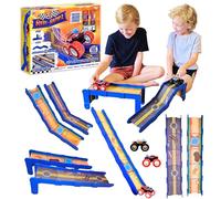 STEM Ramp Builder Set by Redi-Rampz-10 Modular Track Pieces with Adjustable Angles + 2 Monster Trucks | Build Custom Ramps, Bridges & Jumps (Ages 3+, No Batteries, Fits 1:64 Vehicles)