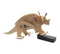 STEM Science Experiments for Kids - DIY Wooden Triceratops Robot Model Science Kits with Remote Control, Creative Dinosaur Engineering Project for Classroom Physics Activities, Educational Toy Ages 8-