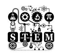 Stem Science School Education Citation Gear Motivational Children Fine Carving Stickers 54x56.9cm Do not Damage The Wall Surface Large Black
