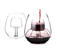 Stemless Aerating Wine Glasses (Set of 2) by Chevalier Collection - Patented Wine Glasses with Built in Aerator