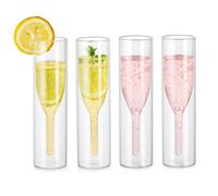 Stemless Champagne Flutes Crystal Glasses - Set of 4 Double Walled Prosecco Glasses Wine Glasses Classics Tulip Goblet Clear Glass Cups Hand Blown Toasting Glasses for Wedding Gifts Parties Bars