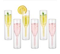Stemless Champagne Flutes Crystal Glasses - Set of 6 Double Walled Prosecco Glasses Wine Glasses Classics Tulip Goblet Clear Glass Cups Hand Blown Toasting Glasses for Wedding Gifts Parties Bars