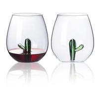 Stemless Wine Glass with Cactus Inside, 16 OZ Large Capacity Unique Wine Glasses with 3D Animal Marker Wedding Birthday Gifts for Sea Ocean Lovers