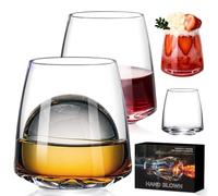 Stemless Wine Glasses Set of 4-14.5oz Hand Blown Heavy Red White Wine Glasses Unique gifts for him/her wedding, birthday, Mother's/father's day, anniversary