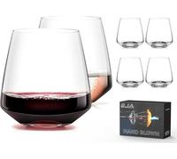 Stemless Wine Glasses Set of 6 13.5oz, Hand Blown Red White Wine Glasses Unique Gifts for Him Her for Birthday, Wedding, Christmas,Anniversary,Father's Day
