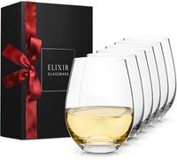 Stemless Wine Glasses Set of 6-17 oz - Premium Crystal Stemless Wine Glass Set, Red Wine Glasses, White Wine Glasses - Housewarming Gifts, Wine Gifts for Women - Unique Wine Glasses with Stem