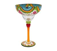 Stemmed Cocktail Glass with Colorful Hand-Painted, B fruit slices | High-Borosilicate Glass Construction, Open Wide Bowl, Single-Glass Package for Cocktail and Mixed Drink Service