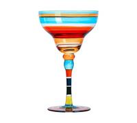 Stemmed Cocktail Glass with Colorful Hand-Painted, Color stripes | High-Borosilicate Glass Construction, Open Wide Bowl, Single-Glass Package for Cocktail and Mixed Drink Service