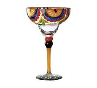 Stemmed Cocktail Glass with Colorful Hand-Painted, Fruit slices | High-Borosilicate Glass Construction, Open Wide Bowl, Single-Glass Package for Cocktail and Mixed Drink Service