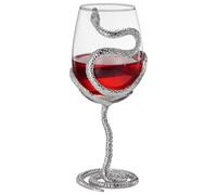 Stemmed Snake Wine Glass | SINGLE | 19oz Spooky Reptile Glasses 10" H, Gifts, Skeleton Gifts, Skeleton Decor, Spooky Wine Gift Set, Perfect for Themed Parties (Silver)