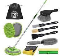 Stemni 11Pcs Car Wash Kit, 62'' Car Wash Brush with Long Handle Microfiber Scratch-Free Carwash Brush Mop Mitt Kit Car Car Washing Supplies Cleaning Kit for Cars RV SUV Truck Boat Green