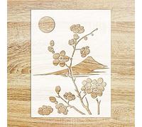 Stencil (6"x8") Sakura Near Fuji Japan Landscape FLONZ Decorative Stencil Template for Wall Painting Scrapbooking and Cake Decoration