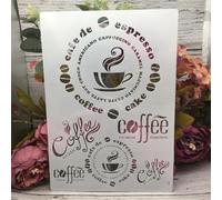 Stencil for Painting,A4 29x21cm Vintage Coffee Cup Bean Reusable Stencils for Painting on Wood,Wall,Furniture,Fabric,Rock,Chalkboard,Sign,Tile,DIY Art Projects
