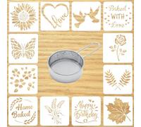 Stencil for Sourdough Bread with Flour Sifter European Artisan Bread Stencils Baking Stencil Set Cook Stencil Baking Template Bread, Cake, Pie, or Cookie for Decorating, 12 Style