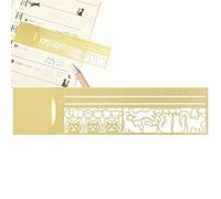 Stencil Ruler - Cute Cartoon Metal Body, Portable Office Drafting Tool, Cats Claw Shape Design, Creative Drawing Stationery, Daily School Learning Supply, Small Pink Silver Precise Measuring Scale