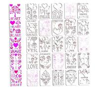 Stencil Stuff, Heart Stencils Set of 25, Reusable PET Valentines Day Decorations Drawing Painting Word Stencils for Wedding, Date Night, Holiday