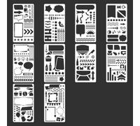 Stencil Template with Intricate Cutouts for Students Creation, A | Portable Sketching Guide Art Journal Stencils Set, Drawing Painting Template for Notebook Decoration