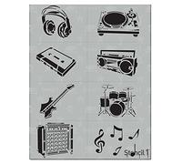 Stencil1 Music 8-Pack Stencil Set - Attractive & Durable Quality Reusable Stencils for Painting - Create Stencil Crafts and Decor - Decor on Walls Fabric & Furniture Recyclable Art Craft - 8.5" x 11"