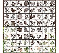 Stencils Drawing for Kids Gift 64 Pcs, Crafts Reusable Animals and Plants Stencils Set Carving Kit Face Paint Stencil Plastic Art Painting Templates for DIY Furniture Textile Canvas Decoration