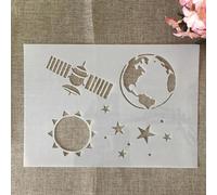 Stencils for Card Making,A4 29cm Earth Sun Satellite Stencils for Painting on Wood Wall Furniture Canvas Fabric Rock Card Album Paper Scrapbook Decor