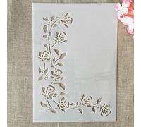 Stencils for Card Making,A4 29cm Flower Leaves Half Frame Stencils for Painting on Wood Wall Furniture Canvas Fabric Rock Card Album Paper Scrapbook Decor