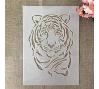 Stencils for Crafts,A4 29cm Cute Young Tiger Head Reusable Stencils for Painting on Wood,Wall Templates,DIY Craft Paint Template for Card Making Home Décor