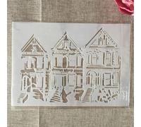 Stencils for Crafts,A4 29cm Tree House Buildings Reusable Stencils for Painting on Wood,Wall Templates,DIY Craft Paint Template for Card Making Home Décor
