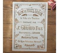 Stencils for Crafts,A4 29cm Vintage French File Ticket Stencils for Painting on Wood, Rock Painting, Reusable Templates,Wall Templates Style A