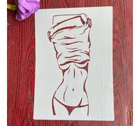 Stencils for Crafts,A4 29x21cm Girl Undressing Stencil for Painting on Wood Wall Door Canvas Home Décor Pattern A