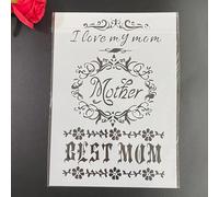 Stencils for Crafts,A4 29x21cm I Love My Mom Reusable Stencil Kit for Painting on Wood Wall Canvas,Plastic Template for Door Home Decoration