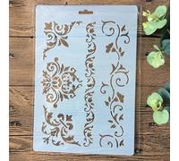Stencils for Crafts Reusable,26cm Flower Frame Edge Stencils for Painting,Drawing Templates for Painting on Wood, Wall, Furniture