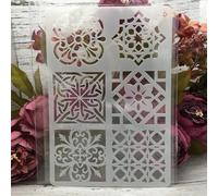 Stencils for Crafts Reusable,26x17cm Flower Square Frame Stencils for Painting,Drawing Templates for Painting on Wood, Wall, Furniture Style D
