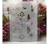 Stencils for Crafts Reusable,26x17cm Flower Square Frame Stencils for Painting,Drawing Templates for Painting on Wood, Wall, Furniture Style M