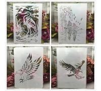 Stencils for Crafts Reusable,4Pcs A4 29cm Eagle Wild Goose Bird Stencils for Painting,Drawing Templates for Painting on Wood, Wall, Furniture