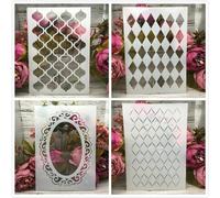 Stencils for Crafts Reusable,4Pcs A4 29cm Geometry Mirror Wavy Stencils for Painting,Drawing Templates for Painting on Wood, Wall, Furniture