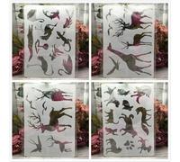 Stencils for Crafts Reusable,4Pcs A4 29cm Shark Giraffe Ocean Forest Animals Stencils for Painting,Drawing Templates for Painting on Wood, Wall, Furniture Style D