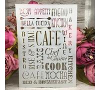 Stencils for Crafts Reusable,A4 29cm Cafe Words Stencils for Painting,Drawing Templates for Painting on Wood, Wall, Furniture